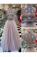 Glittering Sleeveless Tulle Floor Length Zipper Prom Evening Gown in Pink with Beading