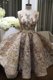 Luxurious Champagne A-line Scoop Sleeveless Satin Mini Length Zipper Lace and Appliques Dress for Prom