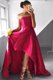 Artistic Fuchsia Satin Zipper Strapless Sleeveless Asymmetrical Prom Party Dress Pleated