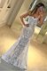 Mermaid Lace Dress for Prom White Zipper Sleeveless Floor Length
