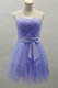 Lavender Satin Zipper Sweetheart Sleeveless Knee Length Evening Dress Sashes ribbons