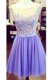 Graceful Scoop Lavender Tulle and Lace Zipper Sleeveless Mini Length Appliques