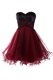 Fabulous Burgundy Zipper Dress for Prom Lace Sleeveless Knee Length