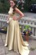 Sleeveless Satin Prom Party Dress Beading Sweep Train Backless