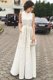 New Arrival Scoop Pleated White Sleeveless Lace Zipper Prom Evening Gown for Prom and Party