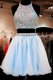 High Quality Light Blue Backless Halter Top Beading Prom Dresses Chiffon Sleeveless