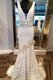 Mermaid Lace V-neck Sleeveless Sweep Train Zipper Beading Prom Evening Gown in White