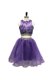 Custom Designed Scoop Lavender Sleeveless Knee Length Beading and Appliques Side Zipper Prom Party Dress