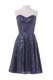 Navy Blue Sleeveless Knee Length Sequins Lace Up Prom Dress