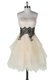 Champagne A-line Tulle Strapless Sleeveless Appliques Knee Length Zipper Prom Dresses