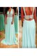 Designer Aqua Blue Sleeveless Floor Length Beading Backless Prom Dress