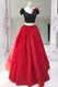 Discount Red Zipper Prom Evening Gown Beading and Ruffles Short Sleeves Floor Length