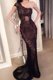 Mermaid Black One Shoulder Side Zipper Lace Prom Dress Sweep Train Sleeveless