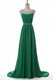 Scoop Green Column/Sheath Belt Prom Party Dress Side Zipper Elastic Woven Satin Sleeveless With Train