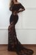 Off the Shoulder Lace With Train Mermaid Long Sleeves Black Court Train Zipper