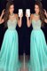 Lovely Aqua Blue A-line Beading Prom Gown Zipper Organza Sleeveless