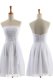 Strapless Sleeveless Prom Gown Knee Length Appliques White Chiffon