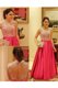 Red A-line Satin Scoop Sleeveless Lace Floor Length Zipper Prom Dress