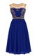 Edgy Knee Length Royal Blue Evening Dress Scoop Sleeveless Zipper