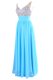 Classical Floor Length Column/Sheath Sleeveless Aqua Blue Evening Dress Zipper