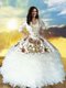 Super White Sweetheart Neckline Beading and Embroidery and Ruffles Sweet 16 Quinceanera Dress Sleeveless Lace Up