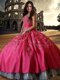 Sweetheart Sleeveless Lace Up Quince Ball Gowns Hot Pink Taffeta
