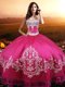 Sweetheart Sleeveless Sweet 16 Dress Floor Length Beading and Embroidery Hot Pink Taffeta