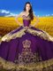 Delicate Taffeta Sweetheart Sleeveless Lace Up Beading and Embroidery Sweet 16 Dress in Purple