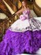 Stunning White And Purple Lace Up Sweetheart Appliques and Embroidery Quinceanera Dress Organza Sleeveless