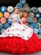 Deluxe Floor Length Lace Up Ball Gown Prom Dress White And Red for Sweet 16 and Quinceanera with Appliques and Embroidery and Ruffles