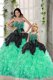 Sexy Apple Green Sweetheart Neckline Beading and Ruffles Sweet 16 Quinceanera Dress Sleeveless Lace Up