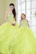 Yellow Green Sweetheart Lace Up Beading and Sequins Quince Ball Gowns Sleeveless