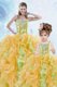 Sophisticated Sleeveless Floor Length Beading and Ruffles and Sequins Lace Up Sweet 16 Quinceanera Dress with Multi-color