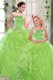 Simple Lace Up Strapless Beading and Ruffles Quinceanera Gowns Organza Sleeveless