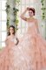 Sophisticated Organza Sleeveless Floor Length Sweet 16 Dress and Beading and Ruffled Layers and Ruching
