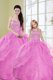 Lilac Ball Gowns Organza Sweetheart Sleeveless Beading and Sequins Floor Length Lace Up Quinceanera Dresses