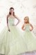 Sleeveless Floor Length Beading Lace Up 15 Quinceanera Dress with Yellow Green