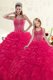 Sophisticated Hot Pink Vestidos de Quinceanera Military Ball and Sweet 16 and Quinceanera and For with Beading and Ruffles Sweetheart Sleeveless Lace Up