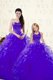Sophisticated Purple Lace Up Sweet 16 Dress Beading and Ruffles Sleeveless Floor Length