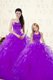 Inexpensive Eggplant Purple Ball Gowns Beading and Ruffles 15 Quinceanera Dress Lace Up Organza Sleeveless Floor Length