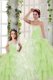 Yellow Green Ball Gowns Organza Strapless Sleeveless Beading and Ruffled Layers and Ruching Floor Length Lace Up 15 Quinceanera Dress