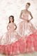 Hot Selling Watermelon Red Organza Lace Up Sweetheart Sleeveless Floor Length Quinceanera Gown Embroidery and Ruffled Layers