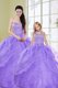 Trendy Sleeveless Floor Length Beading Lace Up Quinceanera Dress with Lavender