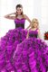 Sweetheart Sleeveless Organza Vestidos de Quinceanera Beading and Appliques and Ruffles Lace Up