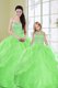 Sequins Ball Gowns Quinceanera Gown Green Sweetheart Organza Sleeveless Floor Length Lace Up