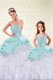 Modest Ruffled Floor Length Aqua Blue Vestidos de Quinceanera Sweetheart Sleeveless Lace Up