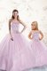 Lilac Sweet 16 Quinceanera Dress Military Ball and Sweet 16 and Quinceanera and For with Beading Sweetheart Sleeveless Lace Up