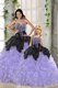 Affordable Beading and Ruffles Sweet 16 Dress Lavender Lace Up Sleeveless Floor Length
