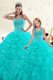 Organza Sleeveless Floor Length Vestidos de Quinceanera and Beading and Ruffles