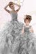 Fitting One Shoulder Grey Lace Up Sweet 16 Dress Beading and Ruffles Sleeveless Floor Length